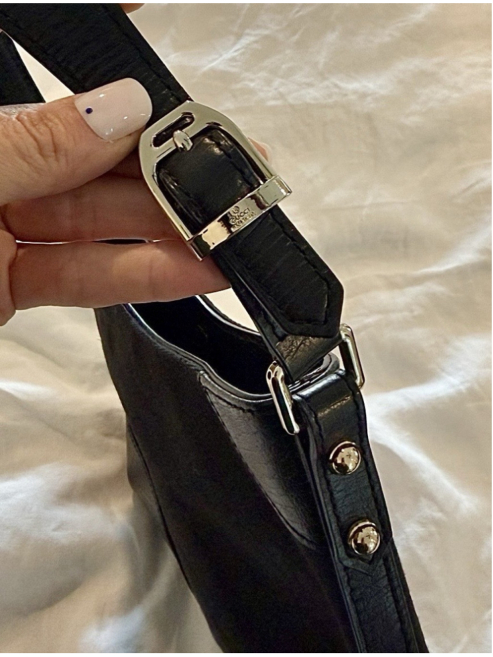 Authentic Gucci Vintage Black GG Monogram Horsebit Hobo Shoulder Bag, Dust Bag - Picture 4 of 14